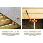 Deck Lever Tool Board Bending Straightening Locking Composite Material Multi Joist Compatibility Grooved Deck Fastening Dense Hardwood Pressure Treated Wood Installation Tool Lightweight Sturdy