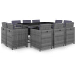 11 Piece Outdoor Dining Set with Cushions Poly Rattan Gray