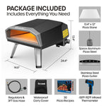 [US Direct] ECOWELL EPO120 Pizza Oven Outdoor Stove 12"Outside Stone/Peel, Infrared Thermometer and Portable Waterproof Cover Pizza Oven