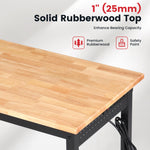 LinkMejor 48" Adjustable Heavy Duty Workbench 2000 LBS Load Capacity Rubberwood Work Table with Pegboard Power Outlets Work Bench for Garage Workshop Office Home Commercial