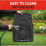 3pcs Deep Dish Heavy Duty Rubber Car Floor Mats Trim to Fit All Weather Protection for SUV Truck Van High-Quality PVC