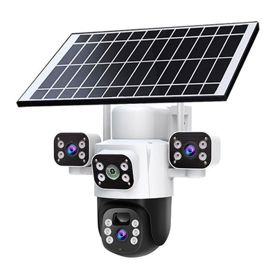 6MP 3-Lens Ultra HD Solar Powered WIFI Security Camera 360° Pan Tilt Full Color Night Vision Motion Tracking Two Way Audio App Controlled Surveillance System