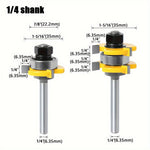 2pcs 1/2 Inch 1/4 Inch 8mm Shank Tongue and Groove Router Bit Set Tungsten Carbide Perfect for Woodworking Cutting MDF Plywood Hardwood