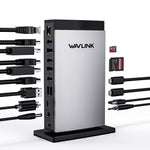 LinkMejor 15 in 1 USB-C DiskplayLink Docking Station with 3*HD 2DP RJ45 Gigabit Audio/Mic SD/TF 5 USB Ports 130W AC Power Supply Triple Display Laptop Dock for M1 M2 M3 Mac and Windows
