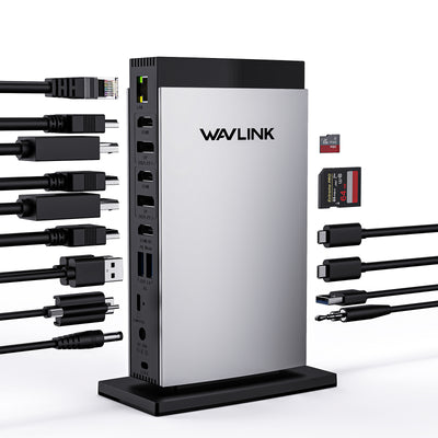 LinkMejor 15 in 1 USB-C DiskplayLink Docking Station with 3*HD 2DP RJ45 Gigabit Audio/Mic SD/TF 5 USB Ports 130W AC Power Supply Triple Display Laptop Dock for M1 M2 M3 Mac and Windows