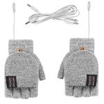 LinkMejor 1Pair Winter Half-finger USB Electric Heated Gloves Double-sided Heating Flip-top Gloves for Winter Outdoor Skiing