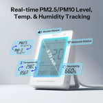 LinkMejor SAWF-07P AirGuard PM2.5/PM10 Matter Over WiFi Air Quality Monitor Sound Light Alarm Temperature Humidity Matter Compatible Smart Integration Alexa Apple Home