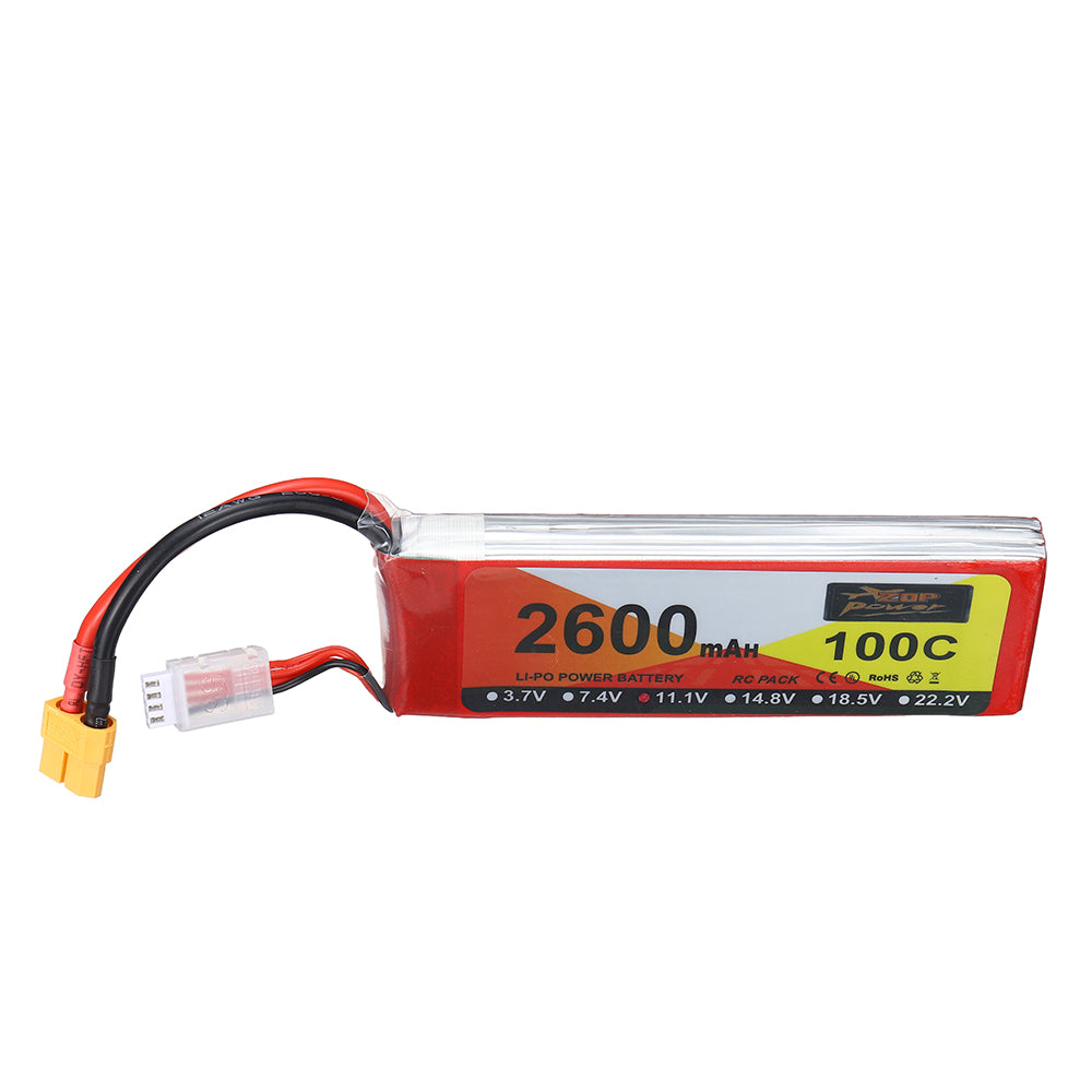 LinkMejor Power 11.1V 2600mAh 100C 3S LiPo Battery XT60 Plug for RC Drone