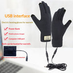 LinkMejor USB Charging Touchscreen Heated Gloves Knitted Thermal Coldproof Winter Warm Gloves for Outdoor Sports