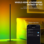 Elfeland 12W Smart RGB LED Corner Floor Lamp 16 Million Colors 4 Heights Adjustable Music Sync Bluetooth APP LED Light with Remote Control