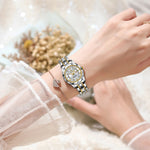 LinkMejor Women Luxury Watch Luminous Waterproof Quartz Watch Analog Calendar Business Wrist Watch Date Watch Stainless Steel Ladies Wristwatch