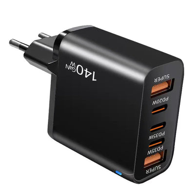 [GaN Tech] TE-PD43 5-Port USB PD Charger 2USB-A+3USB-C PD Fast Charging Wall Charger Adapter EU Plug for iPhone 17 17Pro 16 Pro Max 15 14 13 for Huawei Mate XTs for OPPO for VIVO