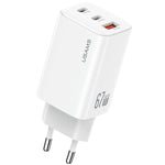 [GaN Tech] USAMS CC265 67W 3-Port USB Charger 2USB-C+USB-A Fast Charging Wall Charger Adapter EU Plug for iPhone 16 16 Pro 15 14 13 Pro Max for Xiaomi 15pro for Samsung Galaxy S25 Ultra