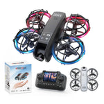 LinkMejor K100 MAX MINI WiFi FPV with LCD Screen Controller HD Dual Camera Optical Flow Hover Dazzling Lights Circle Protection Kids Gifts 2.4G 4CH 6-Axis Remote Control RC Toys Drone Quadcopter RTF