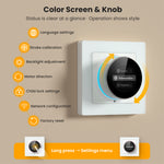 Tuya WiFi Curtain Knob Switch with Color Screen Display RGB Ambient Light Ring Timer Schedule Scene Linkage Child Lock Brightness Adjustable Voice Control with Alexa Google Assistant CS20R-EU-W
