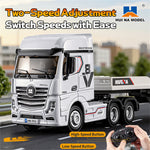 Huina Toys 9901 1/64 2.4G 12CH RC Car Flatbed Tractor Trailer Truck Cool LED Light Full Proportional Two Speed Remote Control RTR Vehicle Models Toys