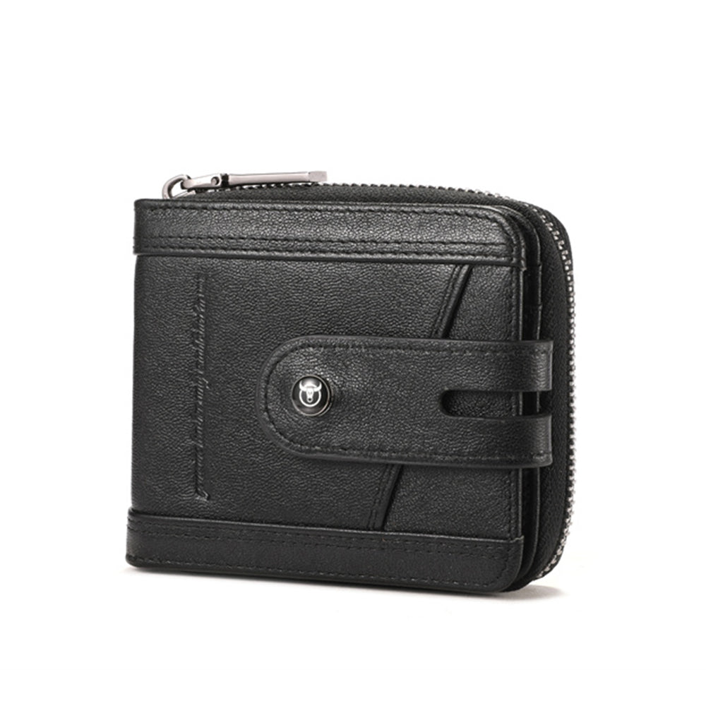 LinkMejor Genuine Leather Bifold Men Zipper Wallet RFID Blocking Mutil Card Holder Coin Purse Small Cash Clip