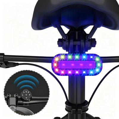 LinkMejor X6 RGB Bicycle Rear Light with Wireless Remote, IPX5 Waterproof E-Bike Turn Signal Indicators, USB-C Charging Cycling Tail Lamp for ENGWE, SAMEBIKE, Xiaomi M365, Ninebot