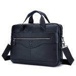 LinkMejor 14 inch Laptop Men's Genuine Leather Briefcase Office Business Large Capacity Handbag with Strap