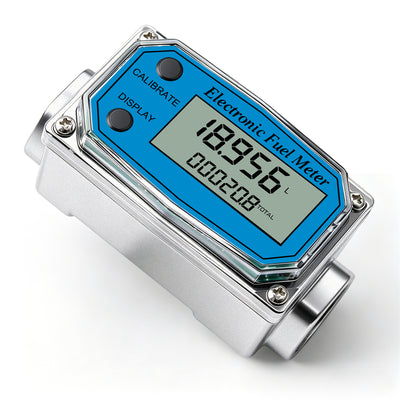 LinkMejor Electronic Turbine Flow Meter 10-1000L/min ±0.5% Accuracy Diesel Gasoline Water Methanol Fuel Meter Digital LCD Display Cumulative Totalizer Flowmeter