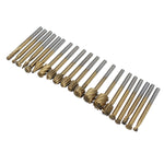 LinkMejor 20Pcs Titanium Coated Rotary File Cutters HSS Mini Burr Wood Working Milling Carving Rasp Drill Bits