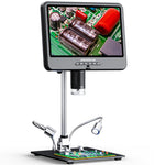 LinkMejor AD208SE 4K UHD HDM Digital Microscope 5x-1500X Magnification 10.1 Inch 3840PX2160P IPS Screen Support for Electronics Repair Coin Inspection High Definition Media Interface