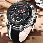 LinkMejor Men's Luxurious Fashion Quartz Watch Calendar Multifunction Waterproof Watch Chronograph Sport Wristwatch