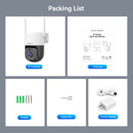 SriHome SH056 PTZ Security Camera 3MP 2K Ultra HD Full Color Night Vision Human Motion Two-Way Audio Visual Alarm IP66 Waterproof WIFI IP Surveillance Camera with APP Remote Control for Outdoor Safety