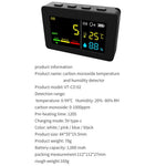 Portable Air Quality Meter 3in1 CO Temperature and Humidity Tester Color Screen Carbon Monoxide Detector with Voice Alarm and Electric Quantity Display Function
