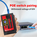 LinkMejor ET605 LAN Network QC Cable Port Tester Pairing Check Switch Flash POE Withstand 60V Telephone Network Cable Line Finder