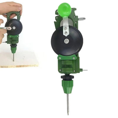 Hand Crank Hole Puncher Manual Drill Multi Purpose Tool for Wood Glass Sharpening Lightweight Portable Metal ABS Construction