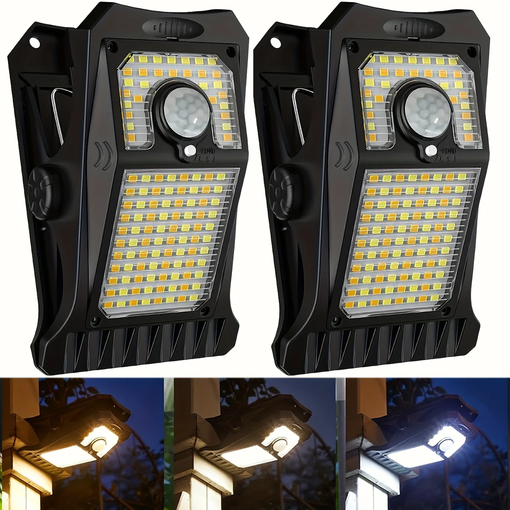 IPRee 118LED 3 Color Temperature Solar Lights Outdoor Clip-on Motion Sensor Lights 3 Mode IP65 Waterproof Security Light For Fence,Deck,Wall,Garage,Patio
