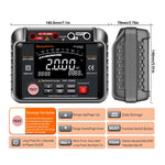 Insulation Resistance Tester High Voltage Megohmmeter 250V-2500V 1MΩ-40GΩ Digital Display AC DC Voltage Measurement Auto Range Professional Electric Testing Device