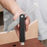 LinkMejor Folding Adjustable Angle Ruler Portable Woodworking Measuring Ruler Metric Imperial Double-Sided Scale Tail Locking Angle Positioning Precise Marking