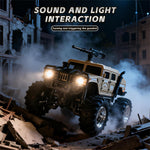 LinkMejor HG4-469 RTR 1/64 2.4G RWD Mini H1 Alloy Army Military Truck RC Car Off-Road LED Light Three Speed Support App Remote Control Vehicles Models Pocket Toys Desktop Collection Gift For Boys