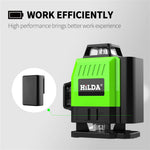 LinkMejor Green Light Laser Level High Accuracy 12-Line 3D 16-Line 4D User-friendly Wall Attachable Battery Powered Construction Tool Lithium Battery Remote Control