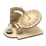 Wooden Sundial Model Assembly Kit DIY Optional with Compass Children's Science Experiment Education Toy Student Technology Small Production