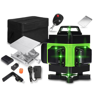 LinkMejor Display 4D 360° 16 Line Green Light Laser Level Cross Self Leveling Measure Tool