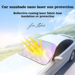 5 Strong Magnetic Buckles Laser Reflective Aluminum Sunshade UV Protection Insulation Foldable Waterproof Heat Shield for Cars SUVs Sedans