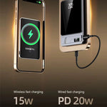 PD20W 5000/10000mAh Magnetic Wireless Power Bank with Digital Display External Battery Power Supply with 1 Input & 2 Outputs Fast Charging for iPhone 17 17Pro 16 15 Pro Max 14 13 for Xiaomi 17pro for Samsung Galaxy S25 Ultra Come with Phone Stand
