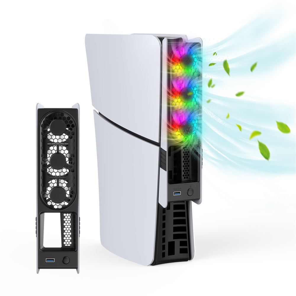 LinkMejor LinkMejor-P5228 for PS5 Pro/PS5 Slim Console Rear Cooling Fan with RGB Light Intelligent Temperature Control Dissipation Fan