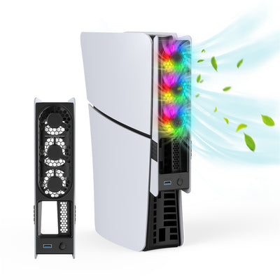 LinkMejor LinkMejor-P5228 for PS5 Pro/PS5 Slim Console Rear Cooling Fan with RGB Light Intelligent Temperature Control Dissipation Fan