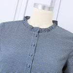 LinkMejor Women Loose Patchwork Check Floral Dress Stylish Short Sleeve Pleated Crew Neck Shirt Dress for Women Plus Size