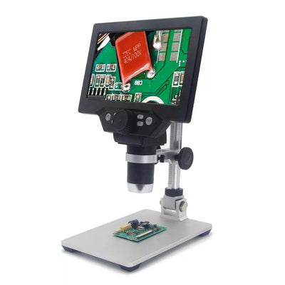 LinkMejor G1200 Digital Microscope 12MP 7 Inch Large Color Screen Large Base LCD Display 1-1200X Continuous Amplification Magnifier with Aluminum Alloy Stand Power Supply Version