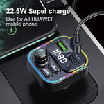 Bakeey 22.5W 2 Usb-As +PD Port FM Bluetooth Transmitter Fast Charging Car Charger Wireless Handsfree Car Mp3 Player For Mobile Phone