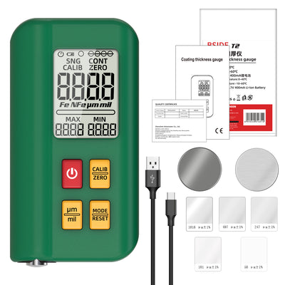 LinkMejor Coating Thickness Gauge Rechargeable Car Paint Film Thickness Tester Tool 0.1micron/0-1500µm Fe/NFe MAX/MIN Measuring
