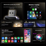 2 In 1 Wireless Carplay Car Interconnection Android Auto Carplay Module Plug and Play Supports Car's Built-In Microphone Buttons Touchscreen