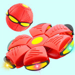 Magic Transforming UFO LED Light Flying Saucer Ball Stress Relief Outdoor Toy Unisex Plastic Deformation Flat Dual Modes Fun