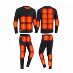 LinkMejor HD-28 Unisex Electric Heated Top Pant Set, 28 Heating Areas, Full Body Thermal, USB Charging, Long Sleeves Trousers Suit for Winter Outdoors