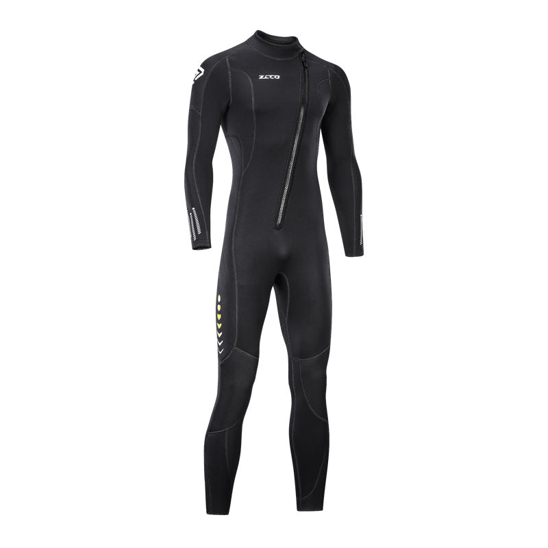 LinkMejor 3mm Front Zipper Wetsuit  Neoprene Elastic Warm Swimming Surfing Snorkeling Long Sleeves Diving Suit Full Body Jumpsuit Water Sport Swimwear